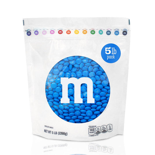 M&M’S WORLD Blue Candy Bulk - Milk Chocolate Candy, 5 lbs Resealable Pack for Graduation, Wedding, 4th of July, Birthdays, Party Favors, Boy Baby Showers, Gender Reveal Ideas, Easter and more