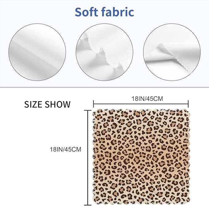 Yibeas Leopard Cloth Napkins Set of 4 Soft Animal Leopard Print Pattern Polyester Dinner Napkin for Family Restaurant Weddings Parties 18 x 18 inch