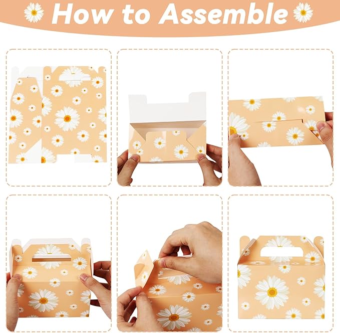 ZOiiWA 24Pcs Daisy Flower Treat Boxes Party Supplies Hippie Daisy Flower Spring Party Favors Goodie Gift Boxes for Girls Birthday Baby Shower Wedding Party Decor Retro Hippie Boho Treat Candy Box Home
