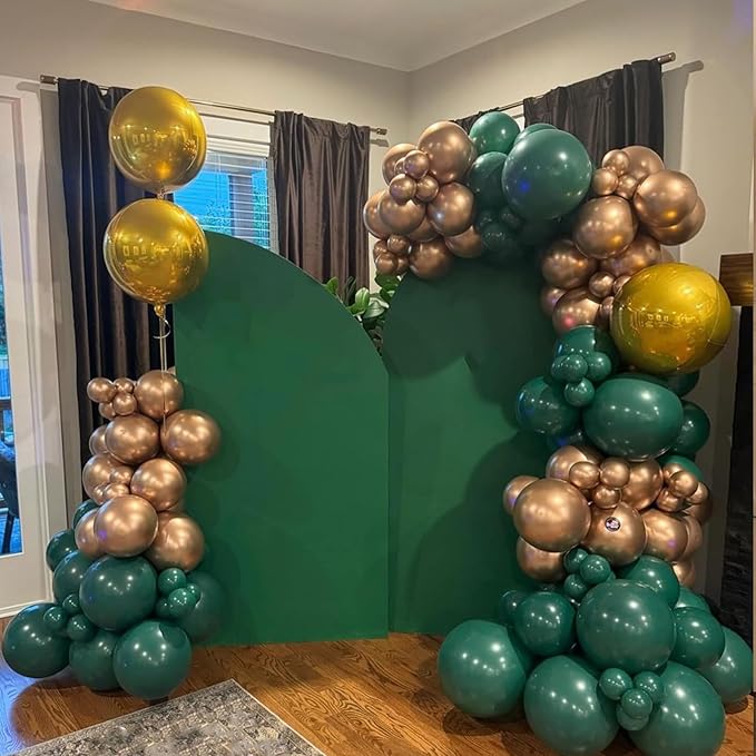 Green and Gold Balloons Arch Garland Kit, 134pcs Metallic Gold and Dark Green Balloons with Different Size for Birthday, Graduation, St. Patrick's Day, Baby Shower, Jungle Party Decorations…