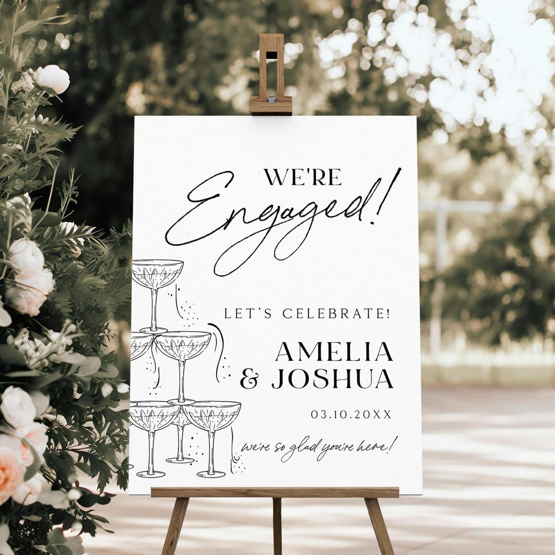 We're Engaged Welcome Sign, Engagement Party Welcome Sign, Champagne Engagement Party Sign