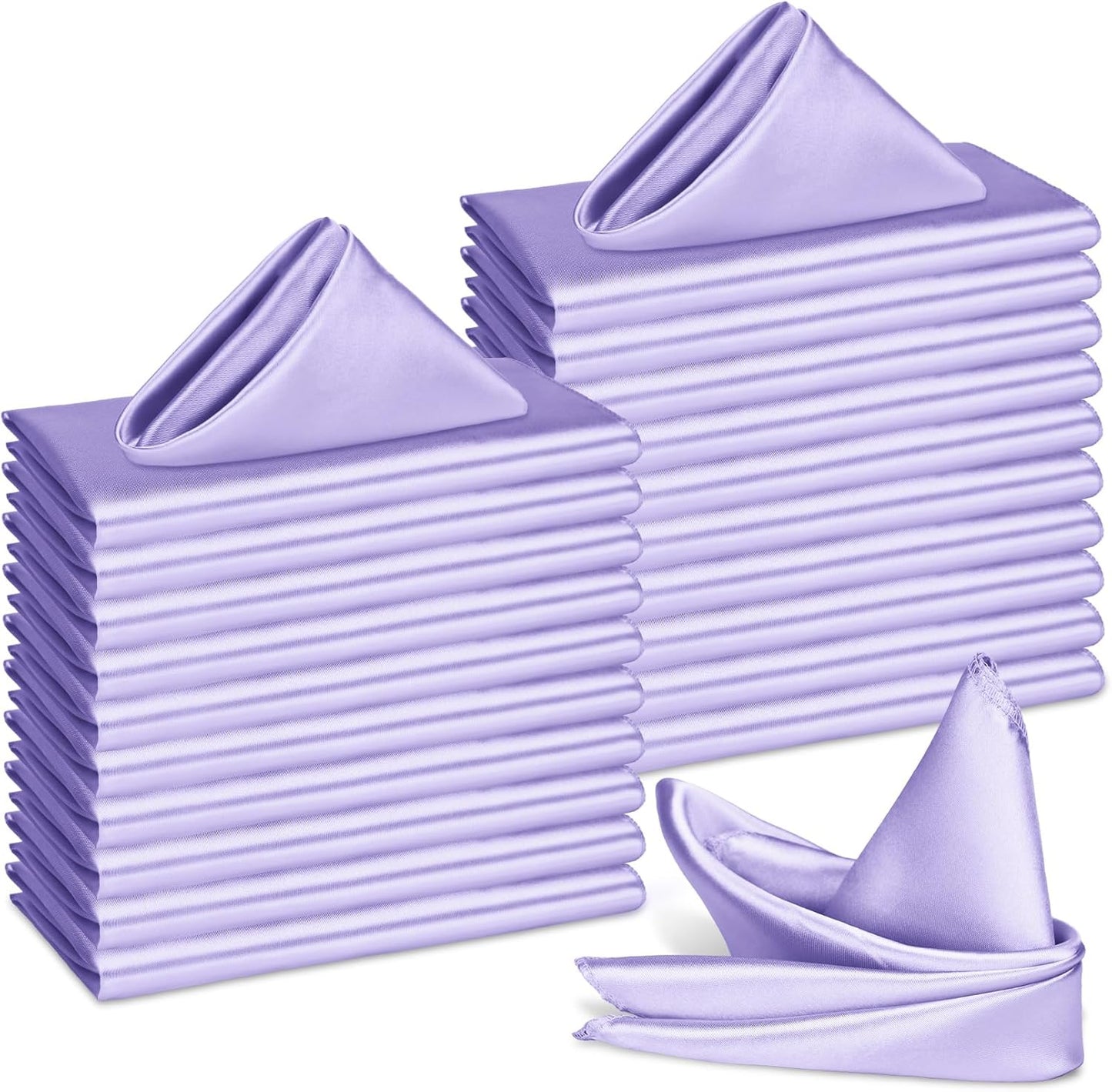 Bailarina 120 Pack Lavender Satin Napkins,17x17 Inches Wedding Napkins Square Soft Silky Table Napkins Bulk Decorative Elegant Cloth Napkin for Party Decoration, Banquet,Wedding,Graduation