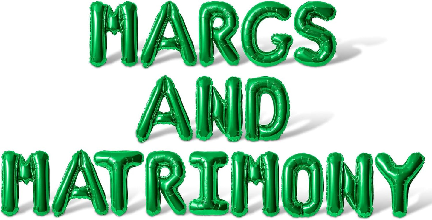 Letter Balloons - MARGS AND MATRIMONY 16" Inch Alphabet Letters Foil Mylar Balloon Bachelorette Party Banner (Green)