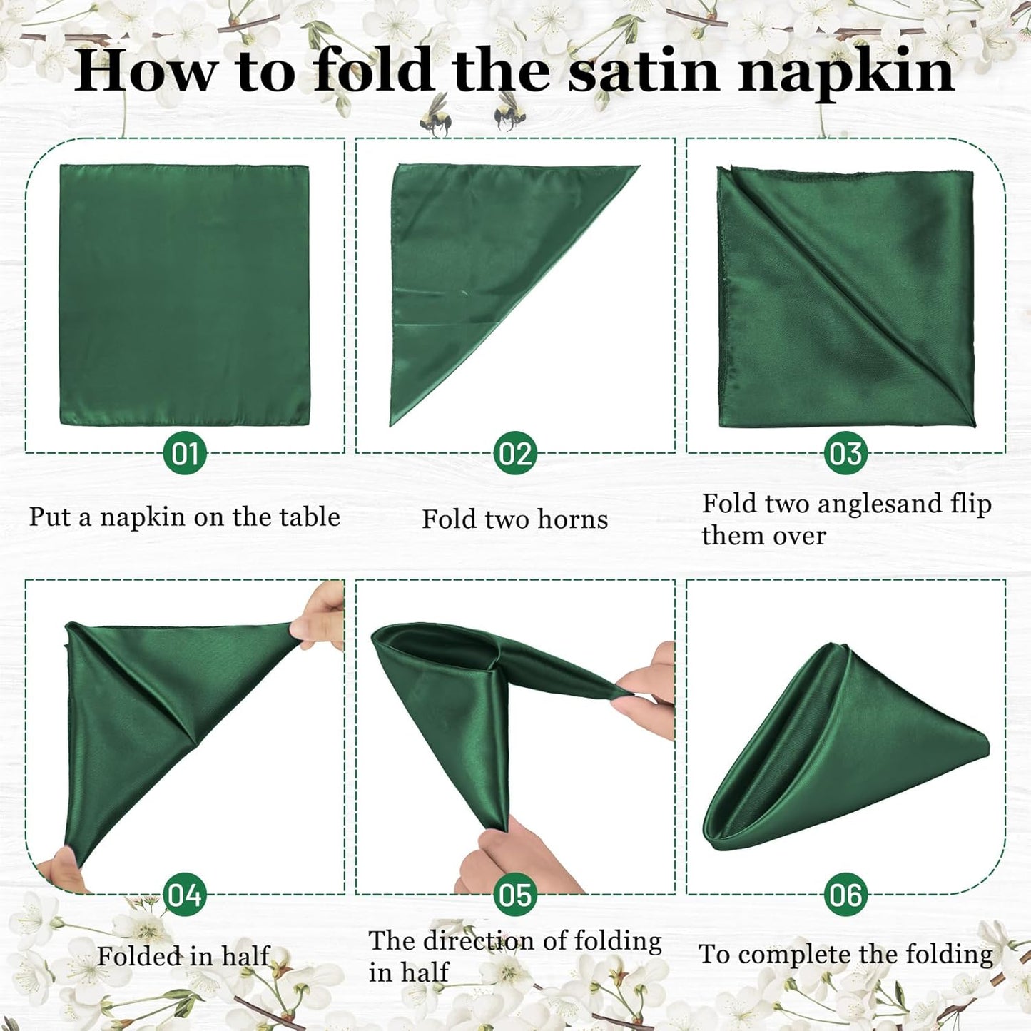 Bailarina 80 Pack Hunter Satin Napkins,17x17 Inches Wedding Napkins Square Soft Silky Table Napkins Bulk Decorative Elegant Cloth Napkin for Party Decoration, Banquet,Wedding,Graduation