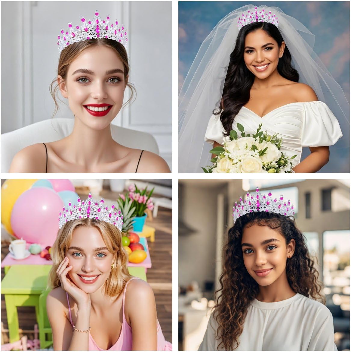 Kamirola Crystal Crowns and Tiaras Headband for Girl or Women Birthday Party Wedding Prom Bridal Halloween Christmas （TR19）