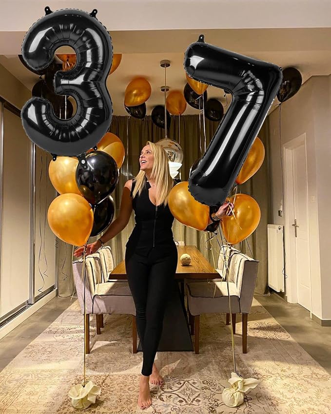 40 Inch Black Numbers 9 Balloon, Balloons Decorations for 9 19 90 Birthday Party, Engagement, Wedding, Graduations, Photo Shoot Supplies