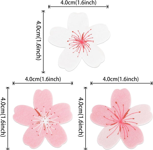 60 PCS Edible Flowers Cake Decorations Pink Edible Cherry Blossoms Flowers Cupcake Toppers Wafer Paper Flowers Cupcake Picks for Baby Shower Kids Birthday Party Food Decorations Supplies