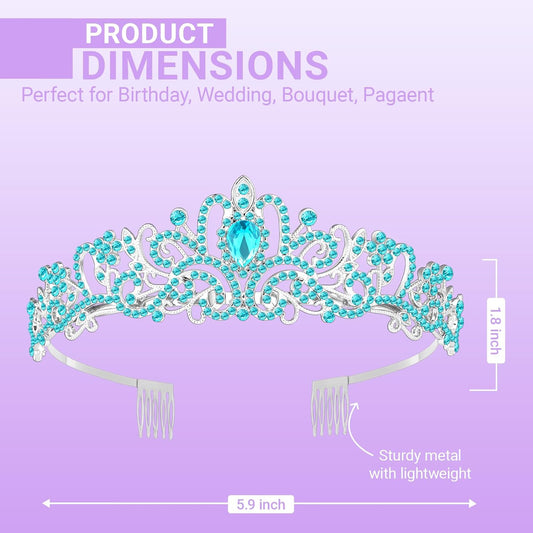 Tiara Crown for Women, Queen Tiara for Birthday Prom Bridal Party Custome Blue