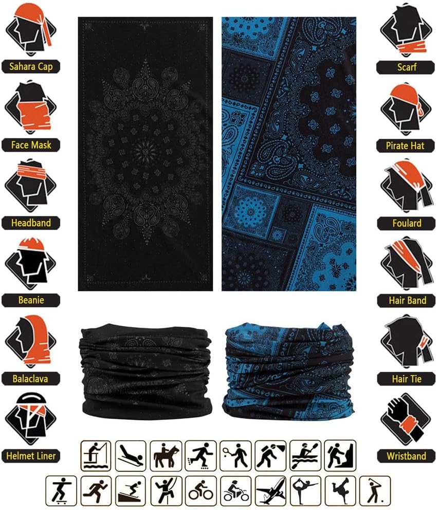 Headband Neck Gaiter Head Wrap Headwear Face Mask Magic Scarf Bandana for Men and Women
