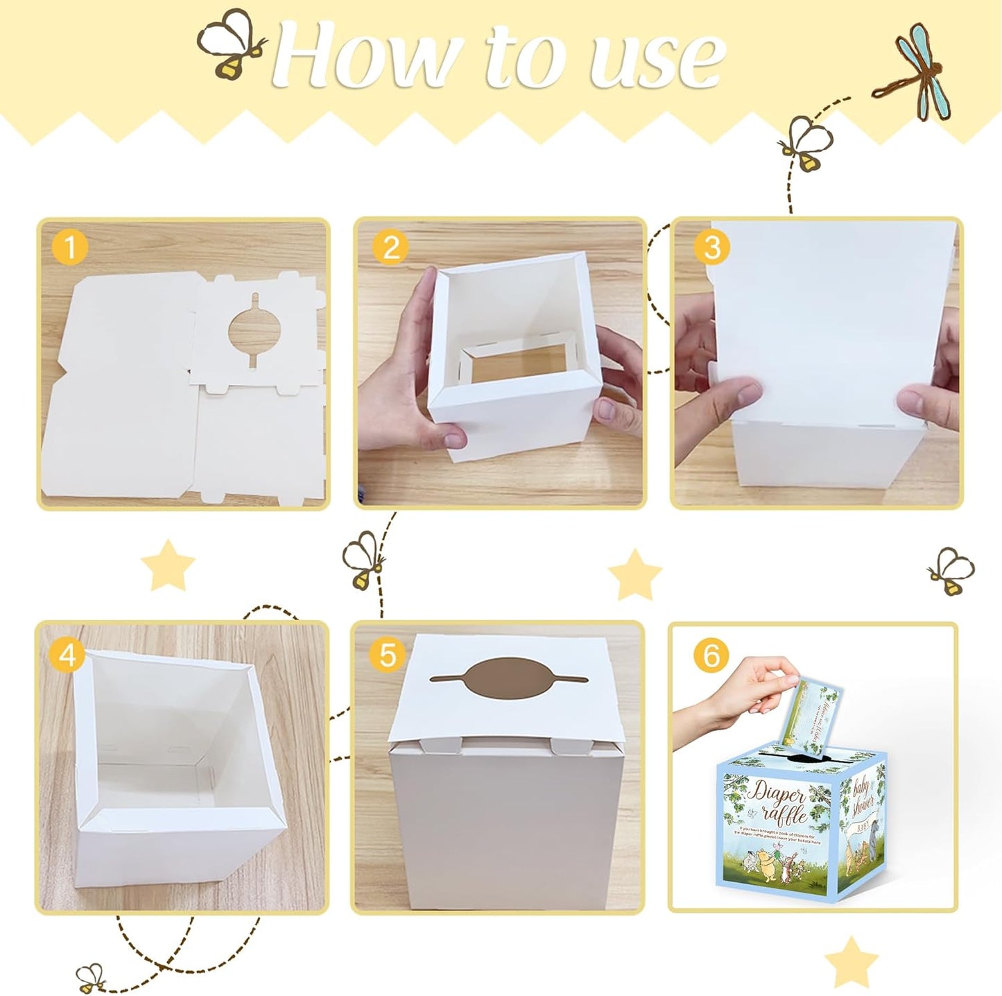 50PCS Winnie the Pooh Baby Shower Decorations-Winnie Baby Shower Games-Pooh Party Decorations-Baby Shower Diaper Raffle Box-blue2