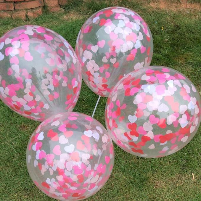 1 Inch White Pinks Red Tissue Paper Heart Confetti Wedding Reception Decoration Table Scatter Pack of 100 Grams
