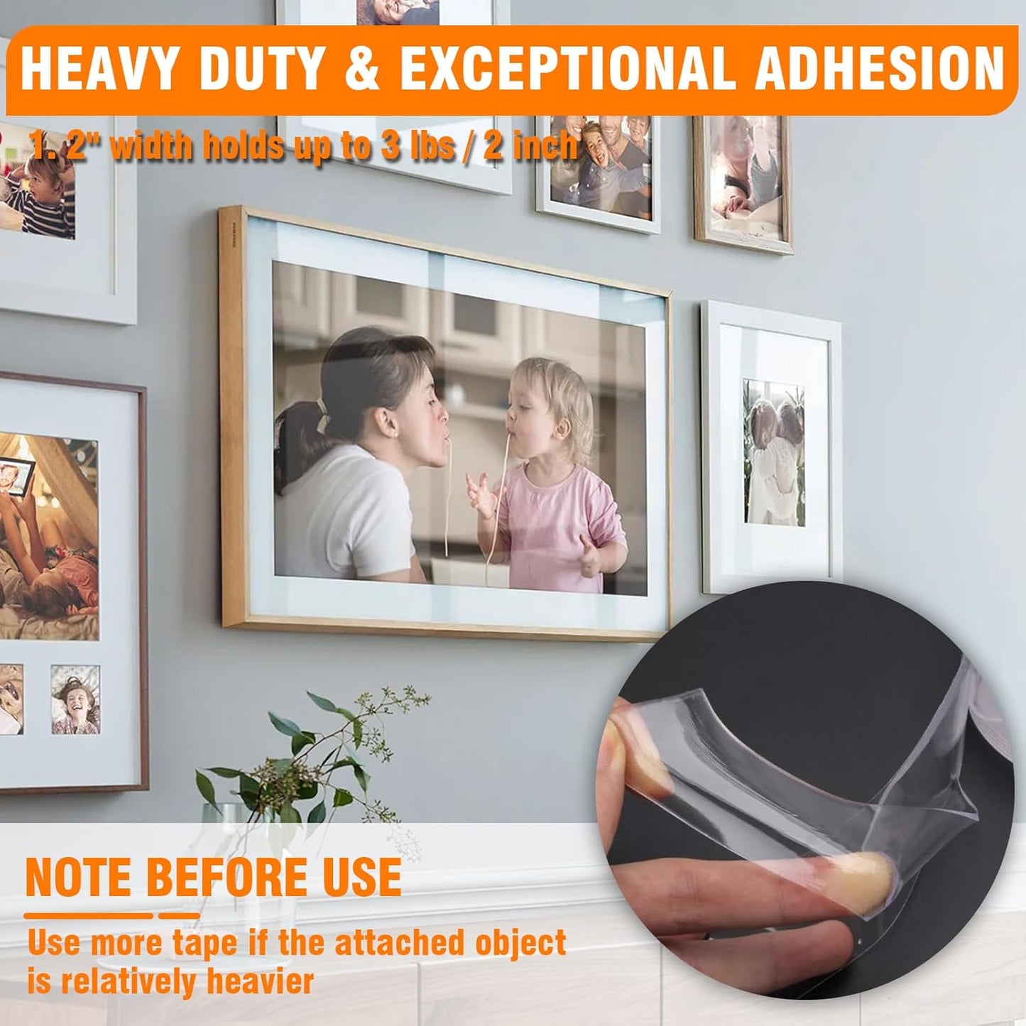 Double Sided Tape Heavy Duty, 1.2 Inchx 200 Inch ，Extra Large Nano Double Sided Adhesive Tapefor Walls, Carpets, and Posters - Removable Reusable, Washable,(16.65FT)…