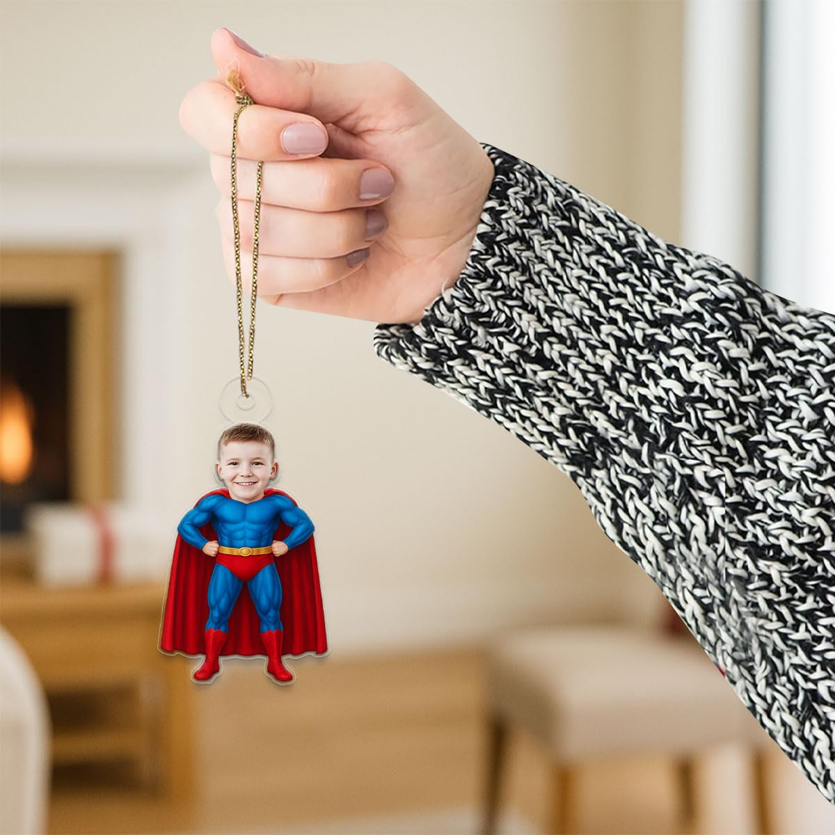 Custom Photo Baby Boy Superman Ornament, Personalized Superhero Christmas Ornament, Baby’s First Christmas Gift Acrylic Ornament – Personalized Christmas Tree Decoration, Custom