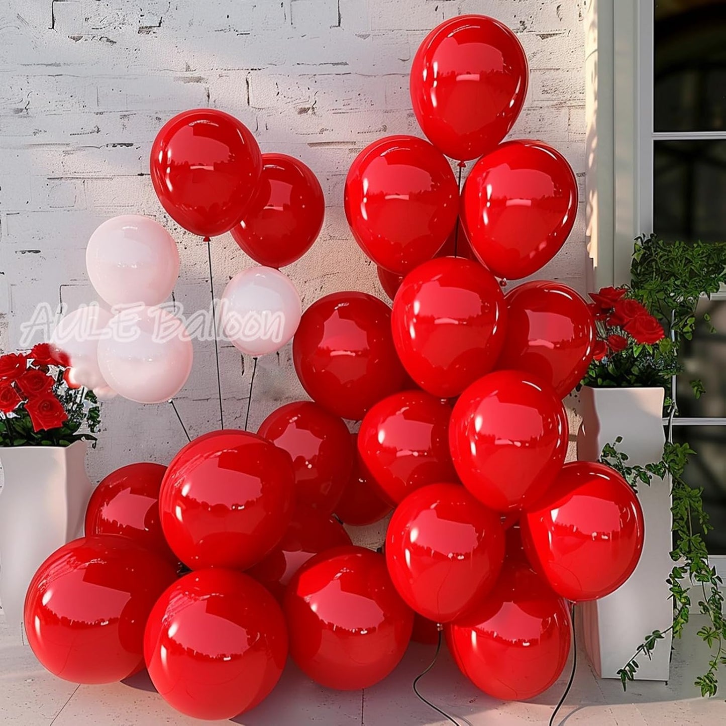 AULE Red Balloons 5 inch 50 Pcs Latex Balloons Helium Shiny Thicken Balloon Perfect Party Decoration for Wedding Birthday Baby Shower Graduation Carnival