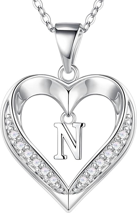 TURANDOSS Valentines Day Gifts for Kids Teen Girls - Heart Initial Necklaces, Dainty 14K Gold Plated CZ Heart Letter A-Z Pendant Necklace Trendy Jewelry Valentines Day Gifts for Wife Girlfriend