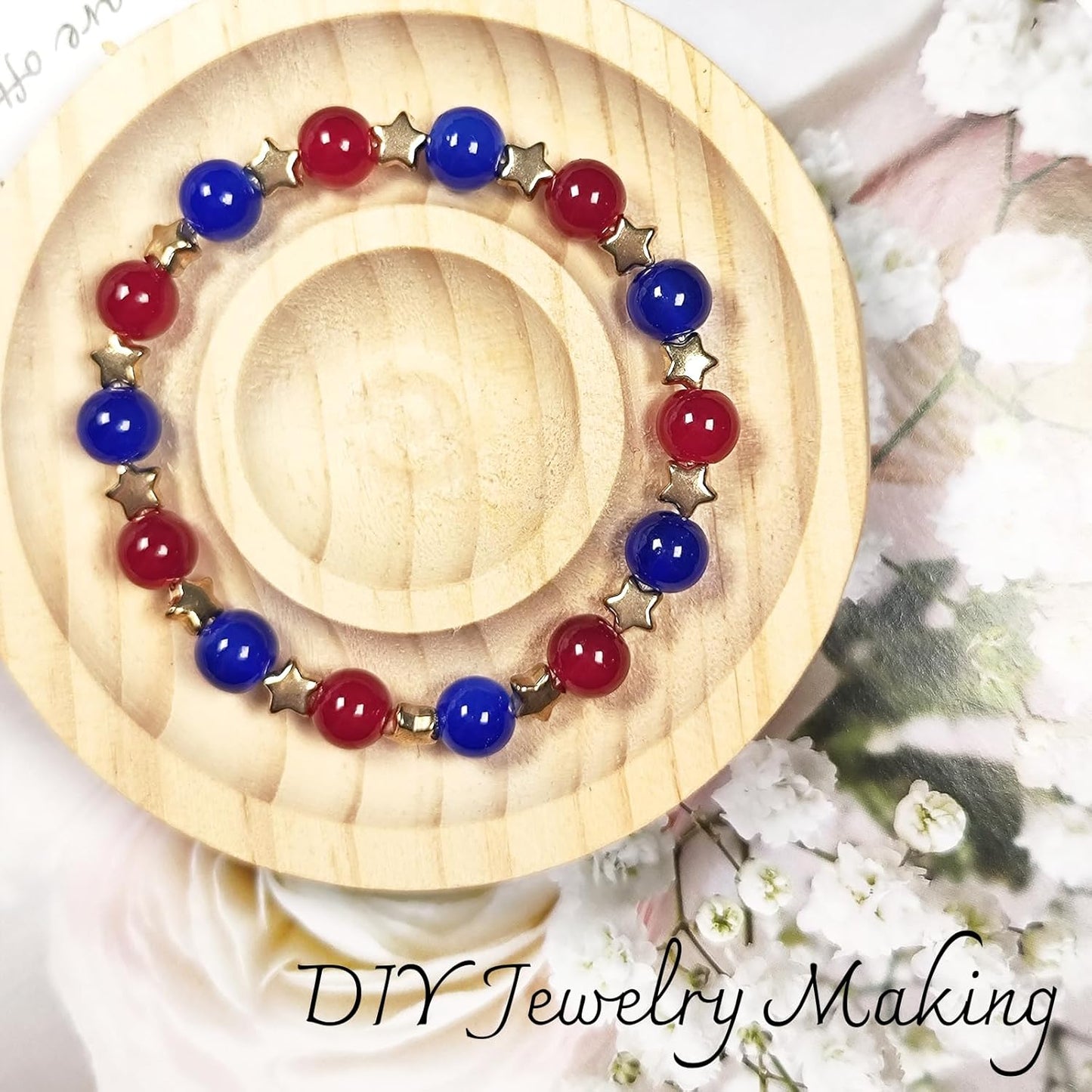 Dayify 1500 Pcs 8mm Glass Beads Bracelet Making Kit, 24 Colors Crystal Beads for Jewelry Making, Round Glass Beads with Charms for Bracelets and DIY Crafts