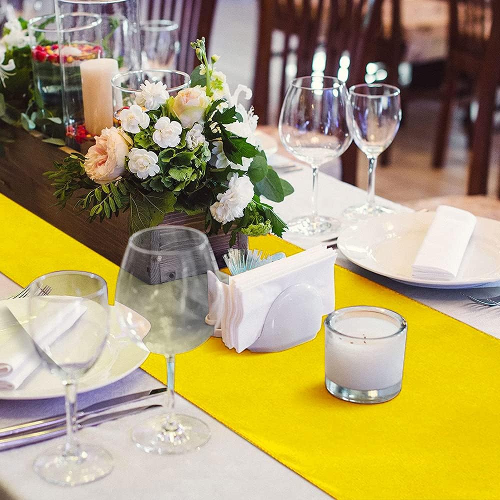 12 Pack Satin Table Runner 12 x 108 Inch Long Satin Table Runners for Wedding Banquet Graduations Birthday Party Decoration (Yellow)