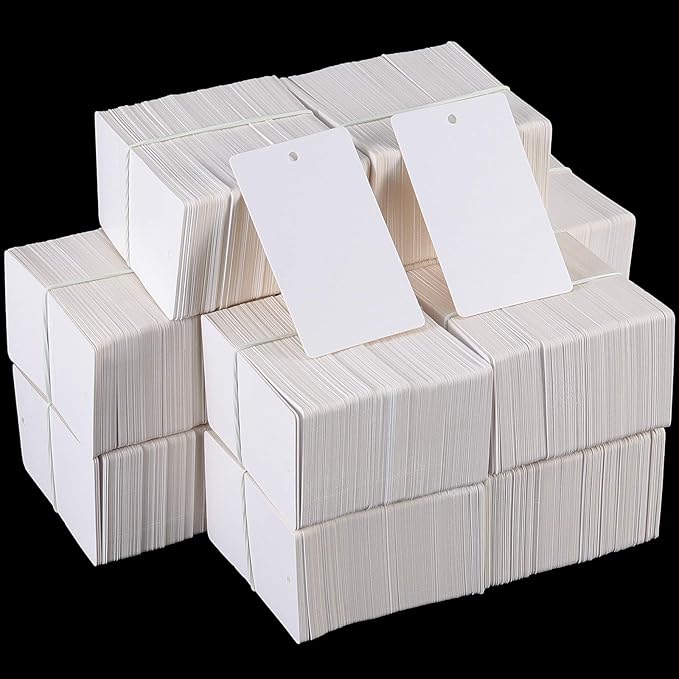 ZEONHAK 2400 PCS 1.7 x 2.9 inches White Blank Merchandise Tags, Unstrung Paper Hang Tags, Large White Writable Tag, Price Labels Gift Tag for Boutique Products Retail Store Jewelry Clothing Shops