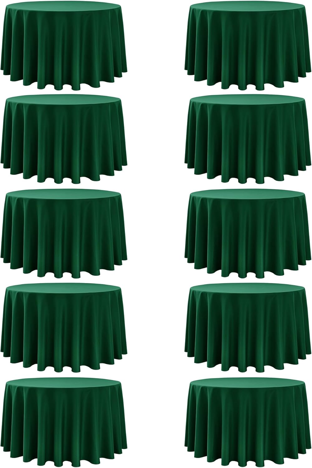 10-Pack Hunter Green Round Tablecloths, 108 Inches, Stain-Resistant Polyester for 4-5 Ft Round Tables - Washable Table Covers for Weddings, Banquets, Birthday Parties, Events