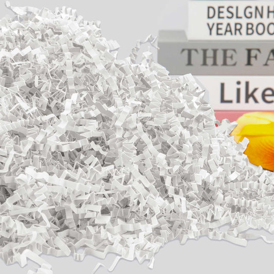 Caleihd 1/2 LB Crinkle Cut Paper Shredded Filler Paper for Gift Baskets Gift Box Confetti Paper Shreds Decoration Stuffing for Birthday, Weddings, Anniversaries, Christmas Wrapping White