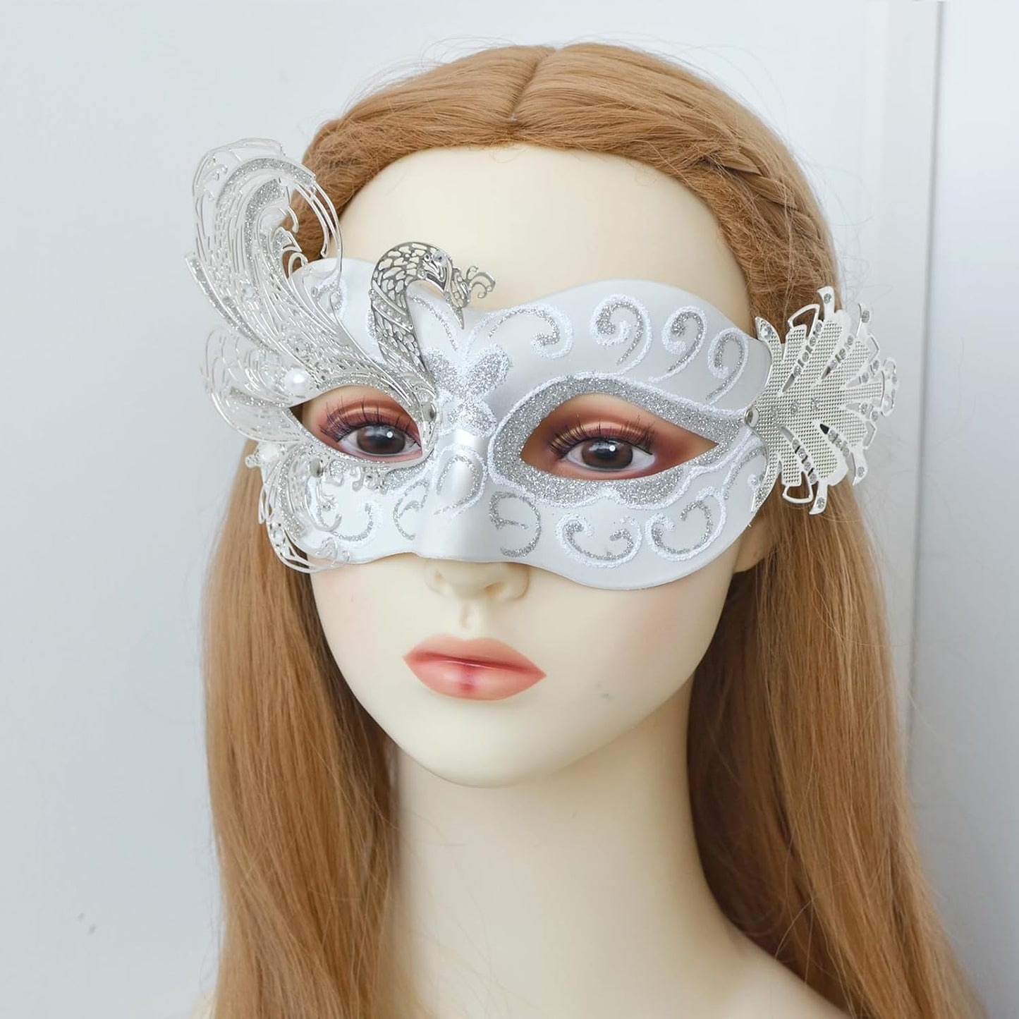 2025 New White Masquerade Mask for Women-Peacock Metal Masquerade Venetian Mask Silver- Masks for Women Butterfly - Mardi Gras, Halloween Parties, Costume Party, Carnivals, Wedding