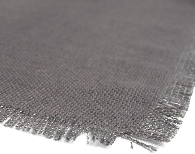 DII Jute Burlap Collection Kitchen Tabletop, Placemat Set, 13x19, Solid Gray, 6 Count