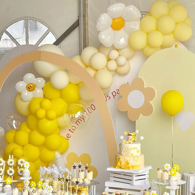 90pack Lemon Yellow Balloons Different Size 18/12/10/5 Inch Yellow Balloon Garland Arch Kit for Graduation, Wedding, Birthday, Princess Theme, Baby Shower, Anniversary Party Decorations
