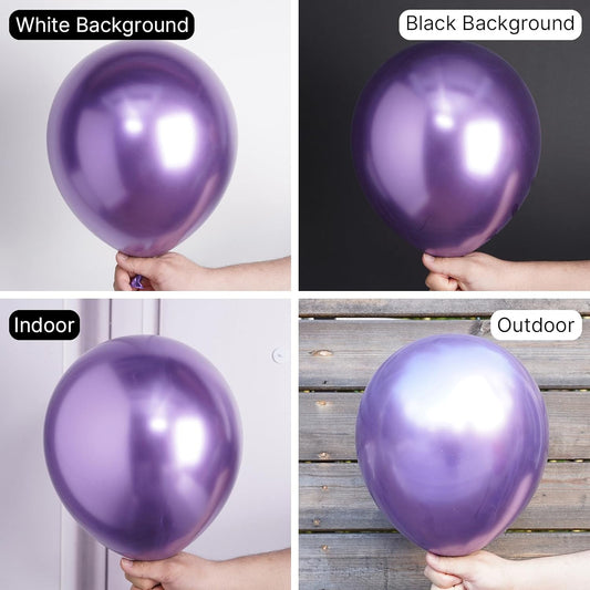 PartyWoo Metallic Purple Balloons 100 pcs 12 Inch Chrome Purple Latex Helium Balloons for Mardi Gras Graduation Wedding Baby Shower Anniversary Birthday Party Decorations Purple-G105