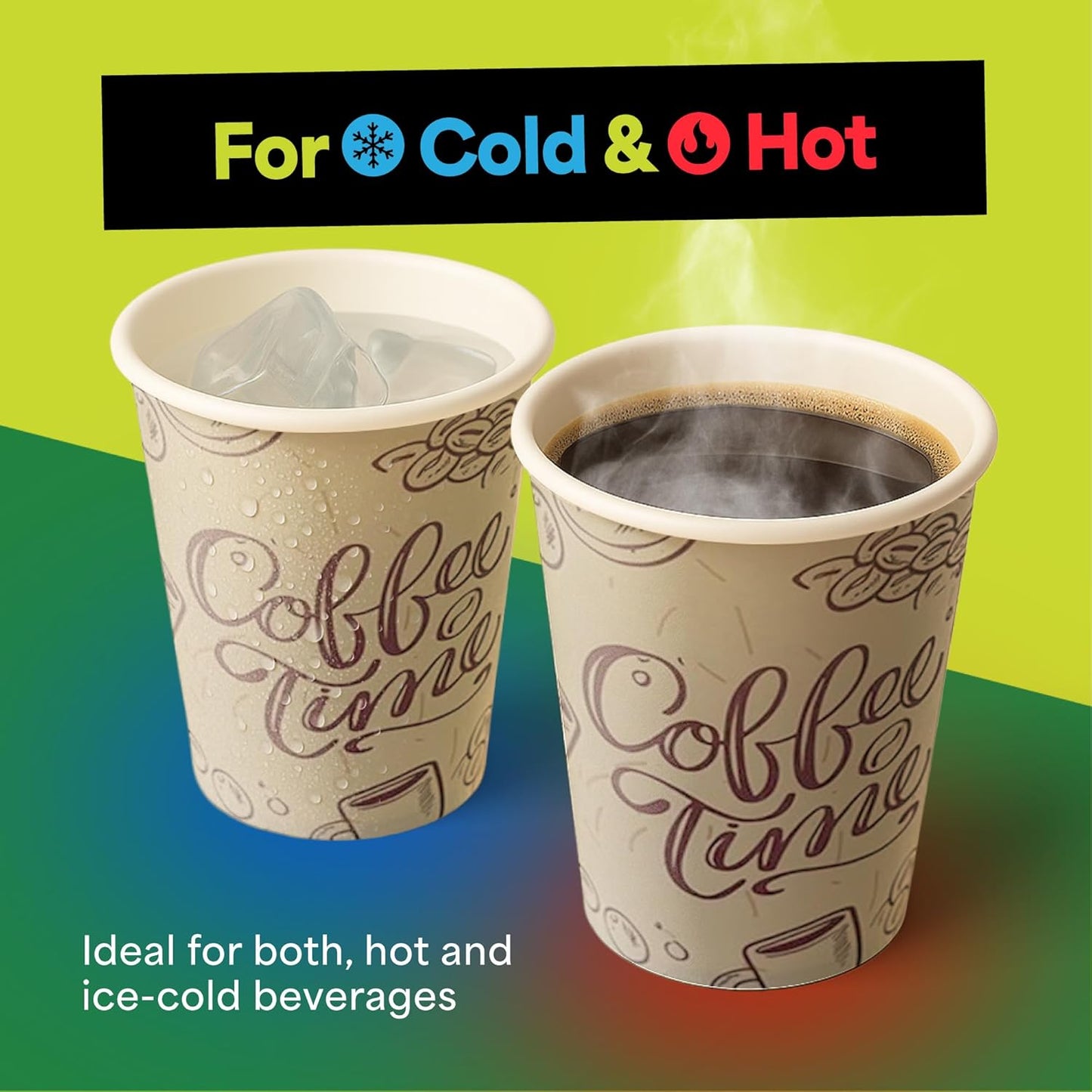 EconoHome 12 oz 50 Pack Disposable Coffee Paper Cups - Paper Cups for Hot and Cold Drinks, Tea, Water, and Juice