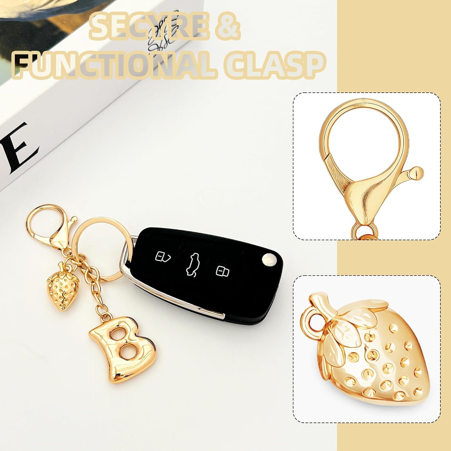 Gold Bubble Heart Initial Bag Charms for Handbags – Cute Initial Letter Keychain for Women, Purse Charms, Gold Gift