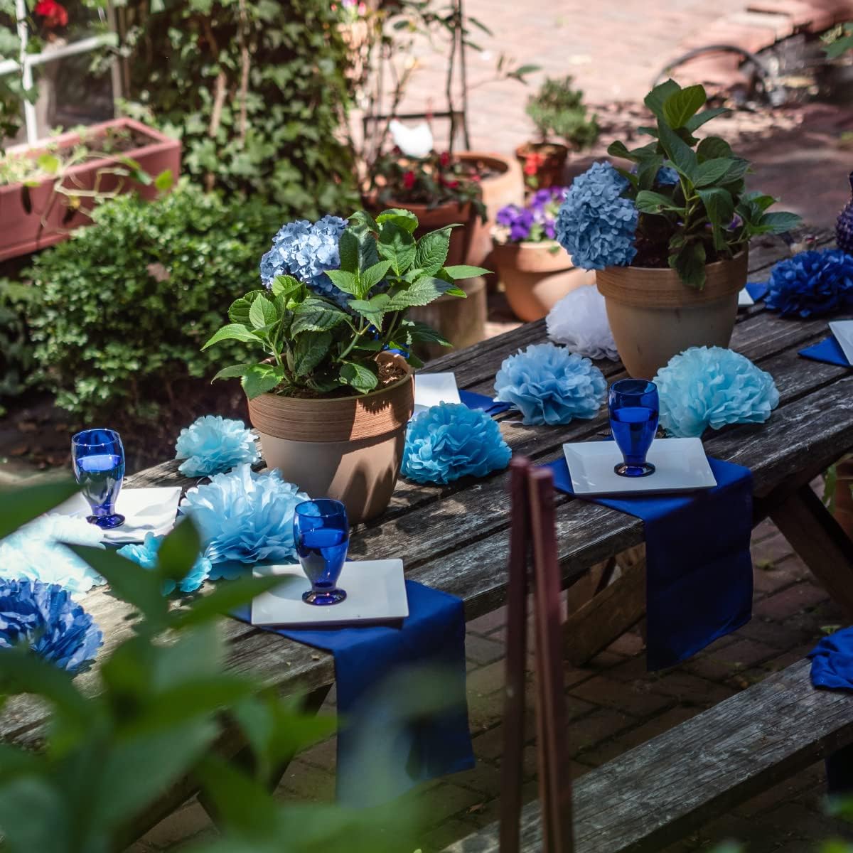 Tissue Paper Pom Poms - Blue Party Decorations for Birthdays, Weddings, Baby Showers and Special Occasions (20pcs, Blue Navy Assortment, Assorted Sizes)