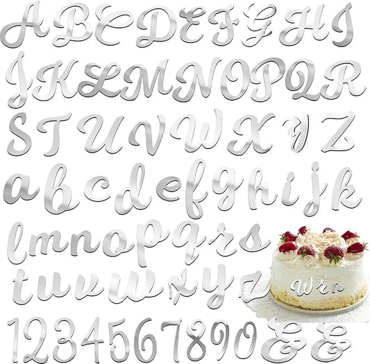 64 Pcs Acrylic Letters Cake Topper, Silver Alphabet A-Z & Numbers 0-9 for Personalized Cake Decor, Wedding, Birthday Party, Baby Shower Supplies