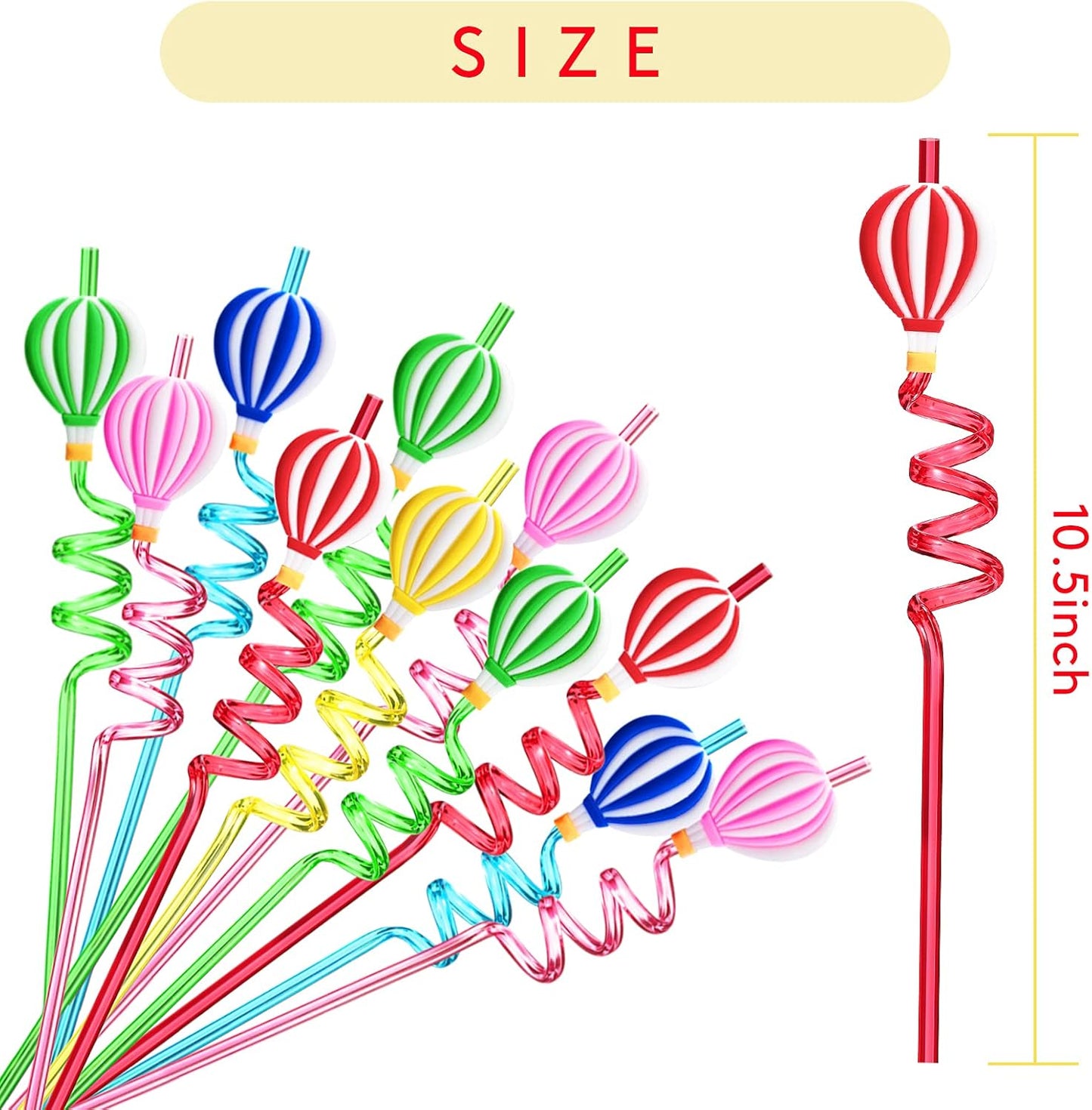 25 Hot Air Balloon Drinking Straws with 2 PCS Straws Cleaning Brush for Birthday Party Supplies Favors Girl Baby Shower Decorations