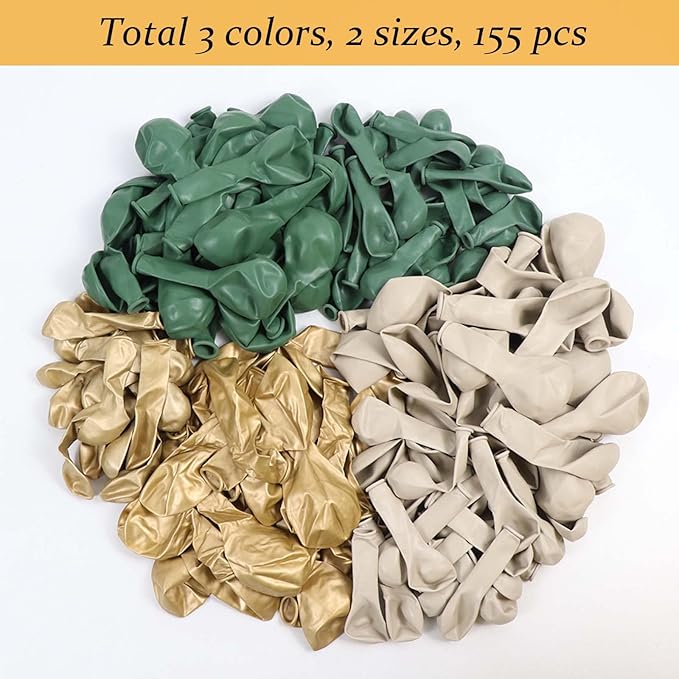 Sage Green Balloon Arch Kit-155pcs Sage Green Sand White Chrome Gold Balloon Garland for Baby Shower Decorations Balloons Decorations and Bridal Shower Birthday Engagement Party Supplies