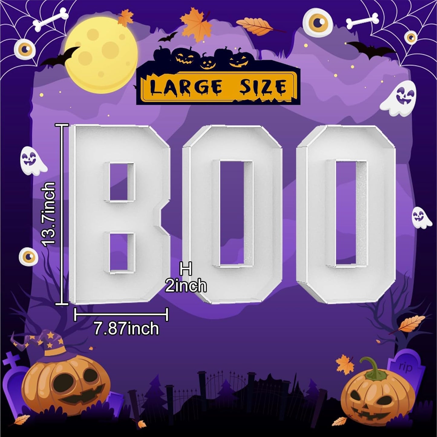 BOO Cardboard Letters for Halloween Party Decorations, 13.7 Inch Charcuterie Letters Fillable White Paper Mache Letter Trays for Chocolate Candy Food Display Letter Box for Halloween Party Decorations