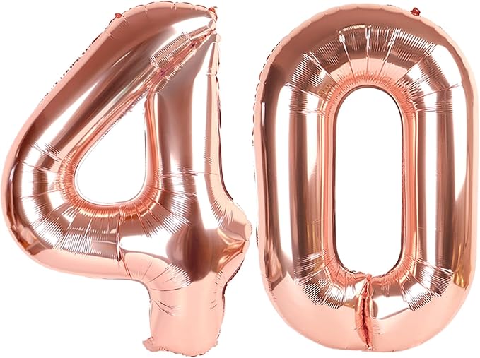 Numbers 40 Balloons, 40 Inch Rose Gold 40th Birthday Decoration for Women & Men, Large Foil Party Decorations for Engagement Celebration Memorial Day's Supplies