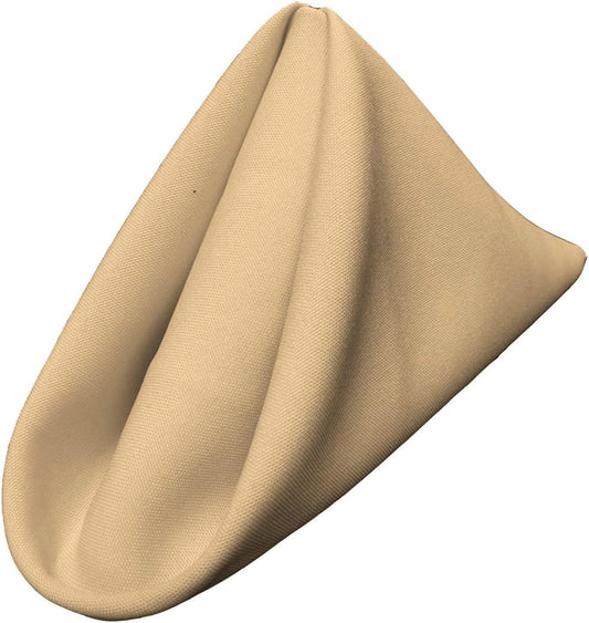 LA Linen 4-Pack Poly Blend Napkins - Soft, Washable, Stain & Wrinkle Resistant - Dinner & Party Napkins - Khaki, 18x18
