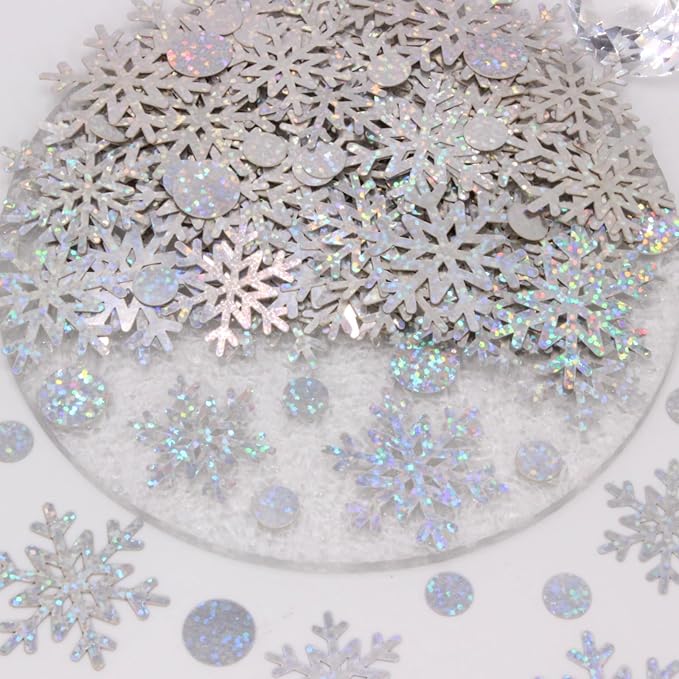 Snowflake Confetti, 300 PCS Christmas Confetti for Winter Wonderland Party Decorations, holographic Snow Table Scatter for Winter Wonderland Baby Shower Decorations