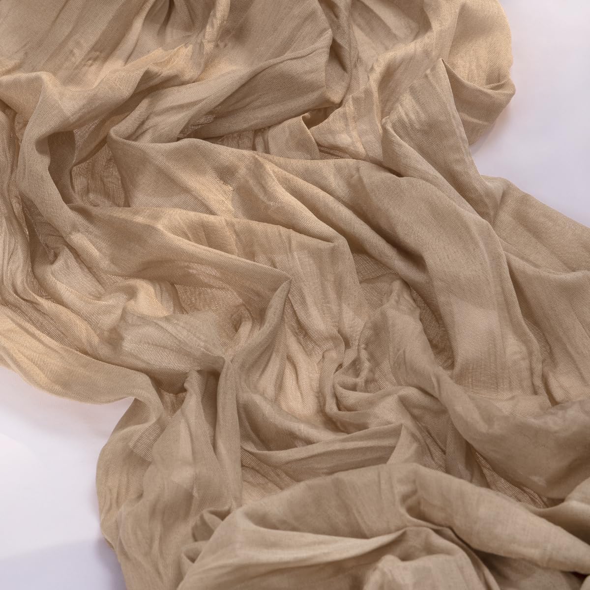 MLMC 12 Pack Nude Cheesecloth Table Runner 10ft Boho Rustic Gauze Taupe Cheese Cloth Table Runner Neutral Fall Decor 35x120 Inches for Reception Wedding Bridal Shower Party Decor