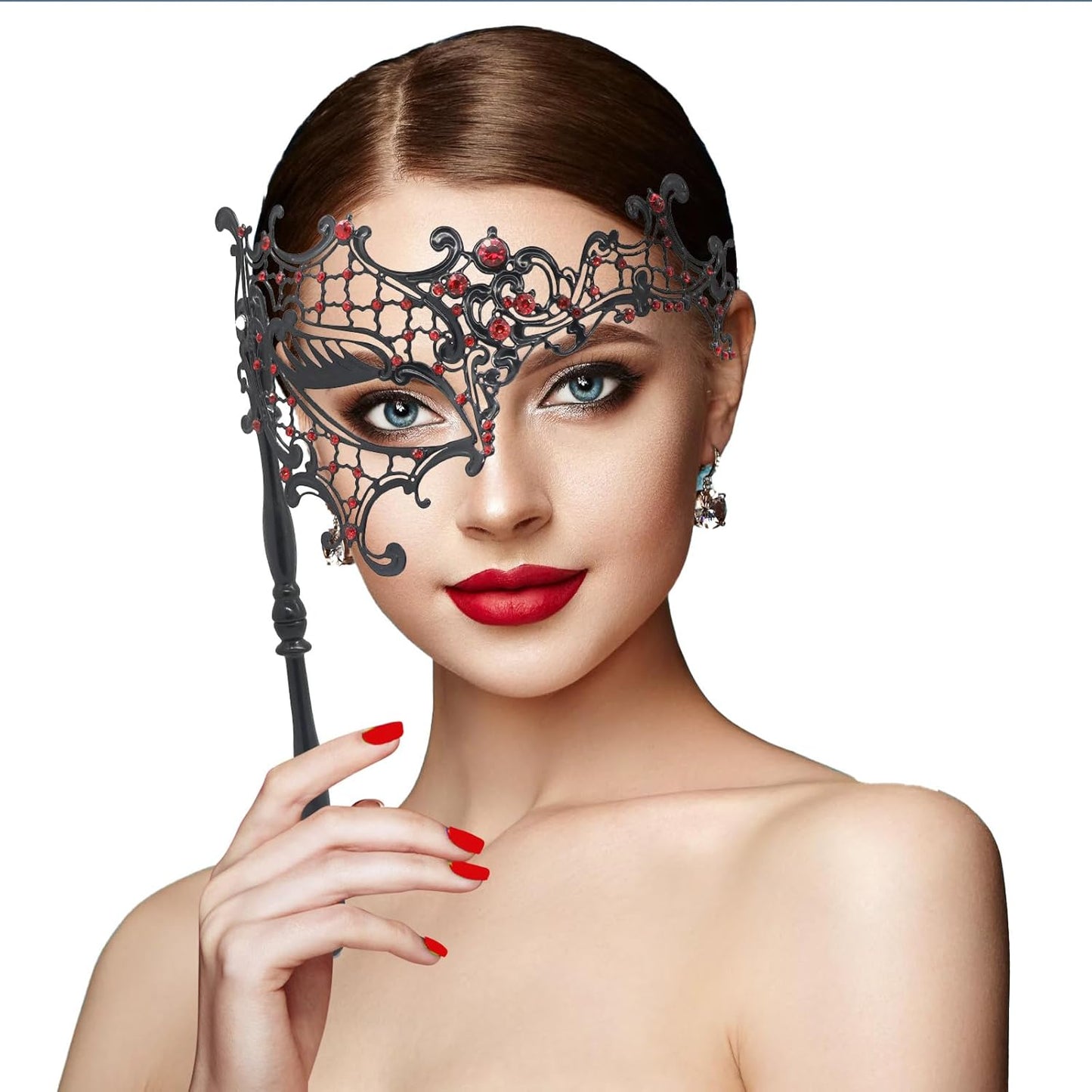 Coddsmz Masquerade Mask with Stick Venetian Mask Mardi Gras Decorations for Womens Halloween Costume Mask