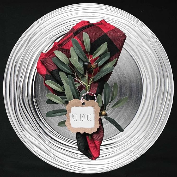 13 Inch Round Charger Plates, Set of 6, Dinner Chargers Bulk Wedding (Silver)