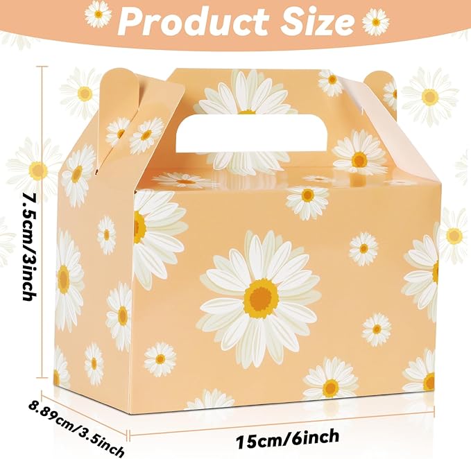 ZOiiWA 24Pcs Daisy Flower Treat Boxes Party Supplies Hippie Daisy Flower Spring Party Favors Goodie Gift Boxes for Girls Birthday Baby Shower Wedding Party Decor Retro Hippie Boho Treat Candy Box Home