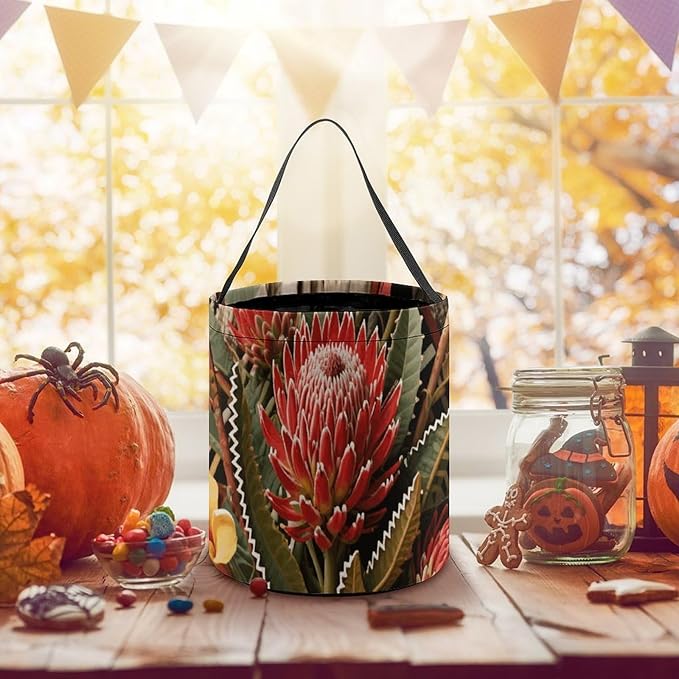 Halloween Candy Bucket - Ethnic Flower Trick Or Treat Candy Bag, Gift Bag for Party Favor Supplies