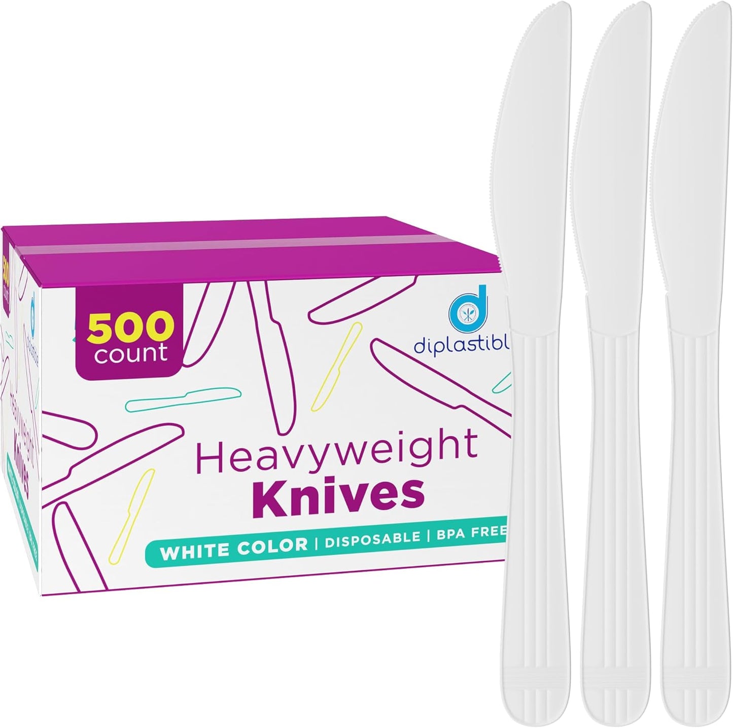 Plastic Knives Heavy Duty - Disposable Knives Utensils - Cutlery For Parties, Celebrations And Events Pack Of 500