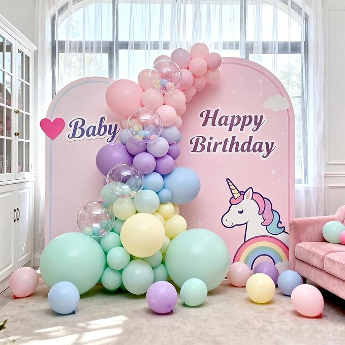 Patimate Pastel Balloons 100 Pack 12 Inch Round Macaron Color Balloons Latex Party Balloons for Birthday Baby Shower Rainbow Bridal Shower Wedding Easter Party Decorations