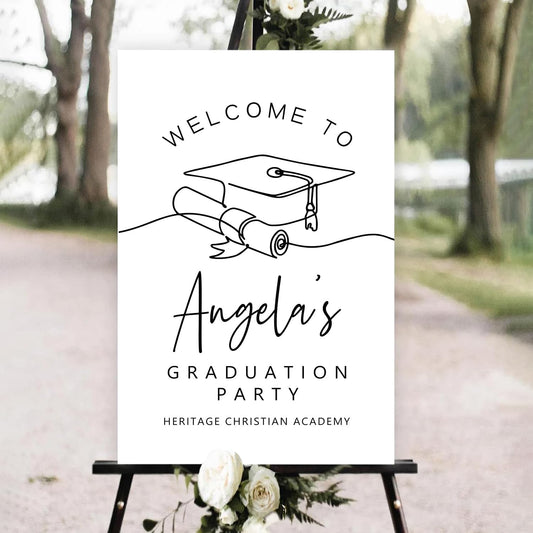 Personalized Senior High School College Graduation Sign, Modern Minimalist Graduation Party Welcome Sign 2025, Class of 2025 Banner, Class of 2025 Decor