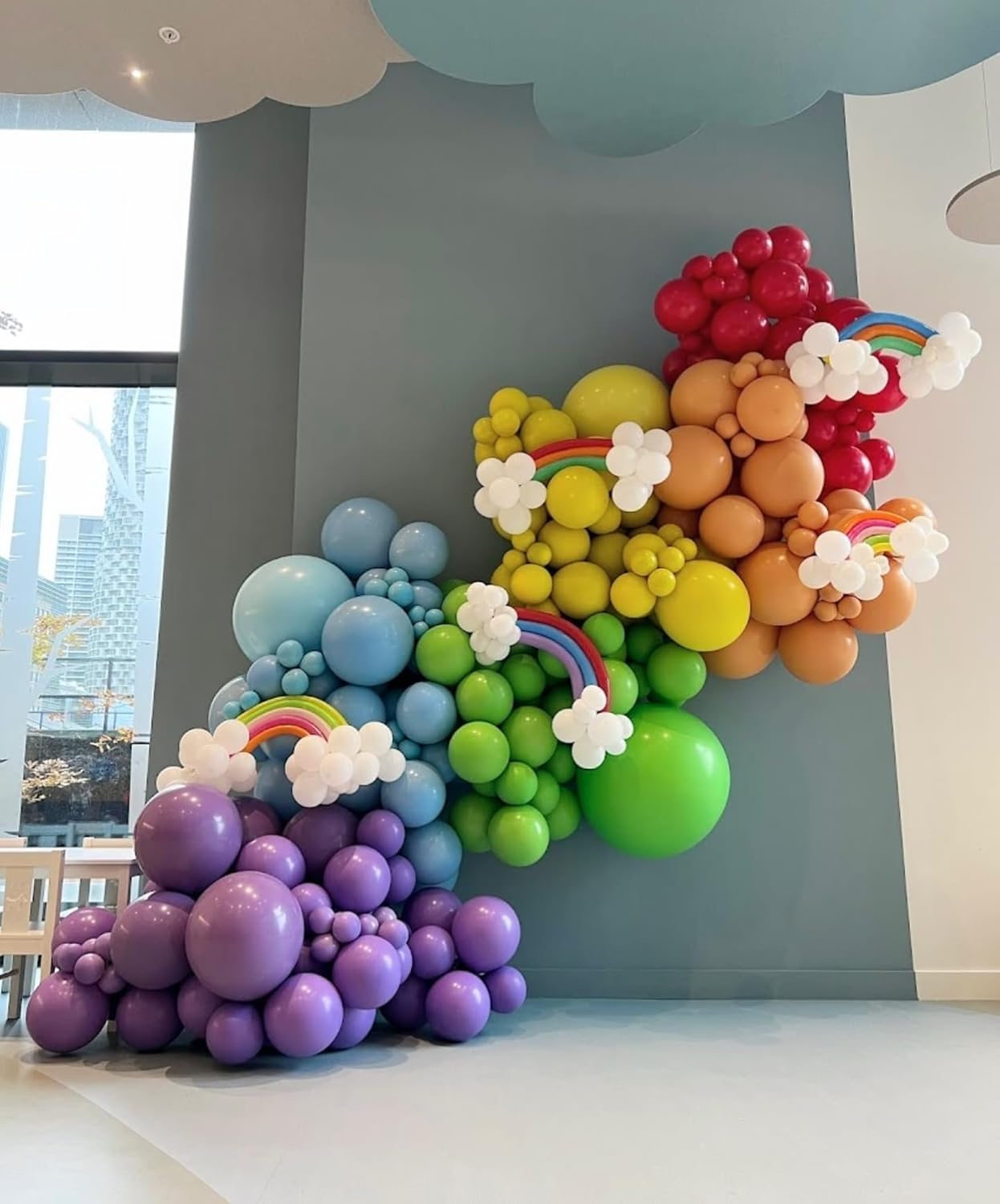 Paready Rainbow Balloons Set, 60Pcs Colorful Balloons, 12 Inch Bright Color Yellow Orange Hot Pink Teal Blue Confetti Balloon Helium for Rainbow Wedding Day Birthday Party decorations