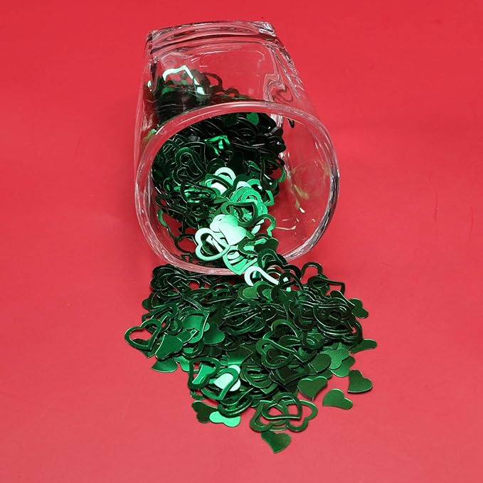 ONLYKXY 1200Pcs Love Heart Shaped Confetti, Table Wedding Decoration, Glitter Confetti for Wedding Party (Green)