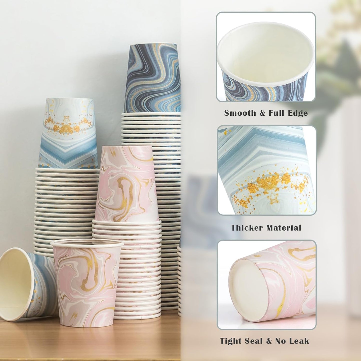 300 Pack 5 oz Paper Cups, Disposable Bathroom Cups, Small Mouthwash Cups, Mini Paper Cups for Bathroom (European-style 300Count)