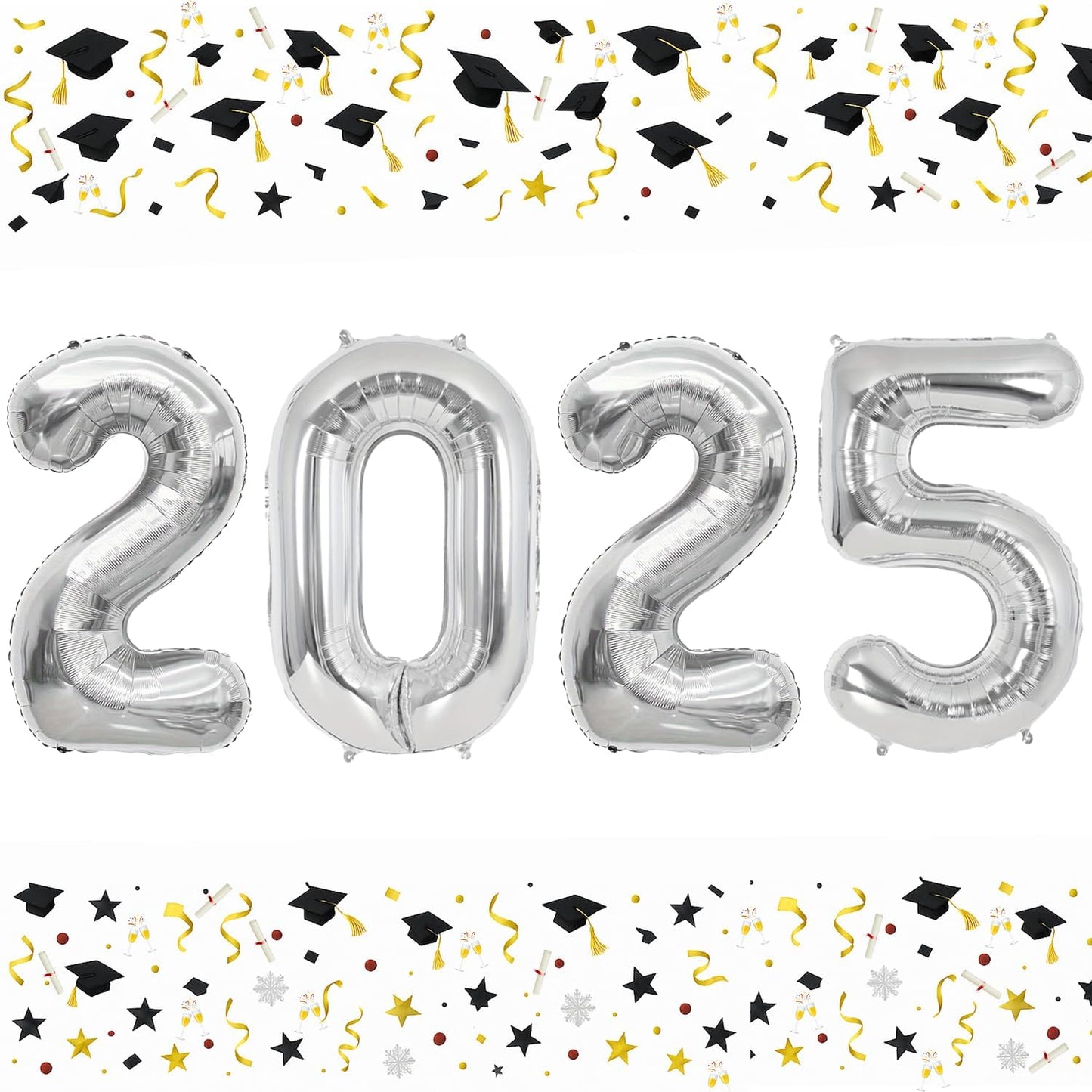 Smlpuame 40 Inch 2025 Balloons Silver, Large Foil Number Balloons for Happy New Years Festival Celebration Party Supplies Class of 2025 Graduation Decorations
